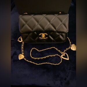 Beaute Make Up Crossbody CC Gold Charm Bag New with Box